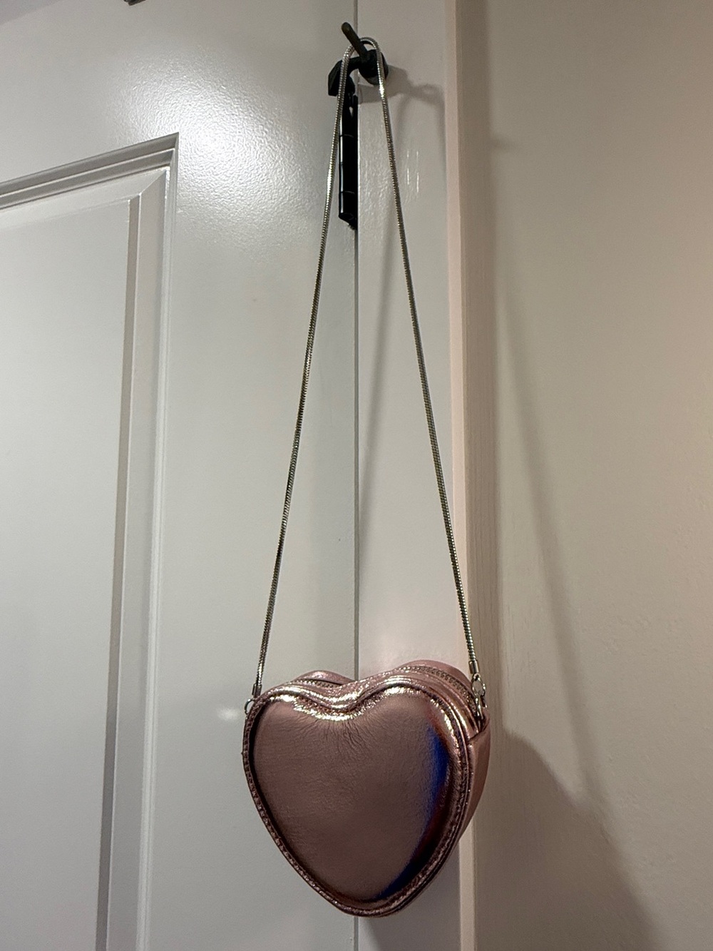 Zara Girls Metallic Pink Heart Crossbody Bag